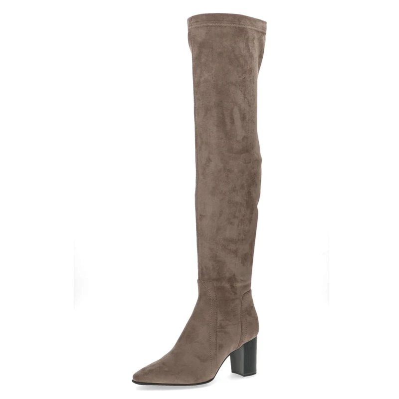 CAPRICE Women's over-the-knee boots Memotion with heel Pointed Width G, Brown (Taupe Stretch), 3.5 UK