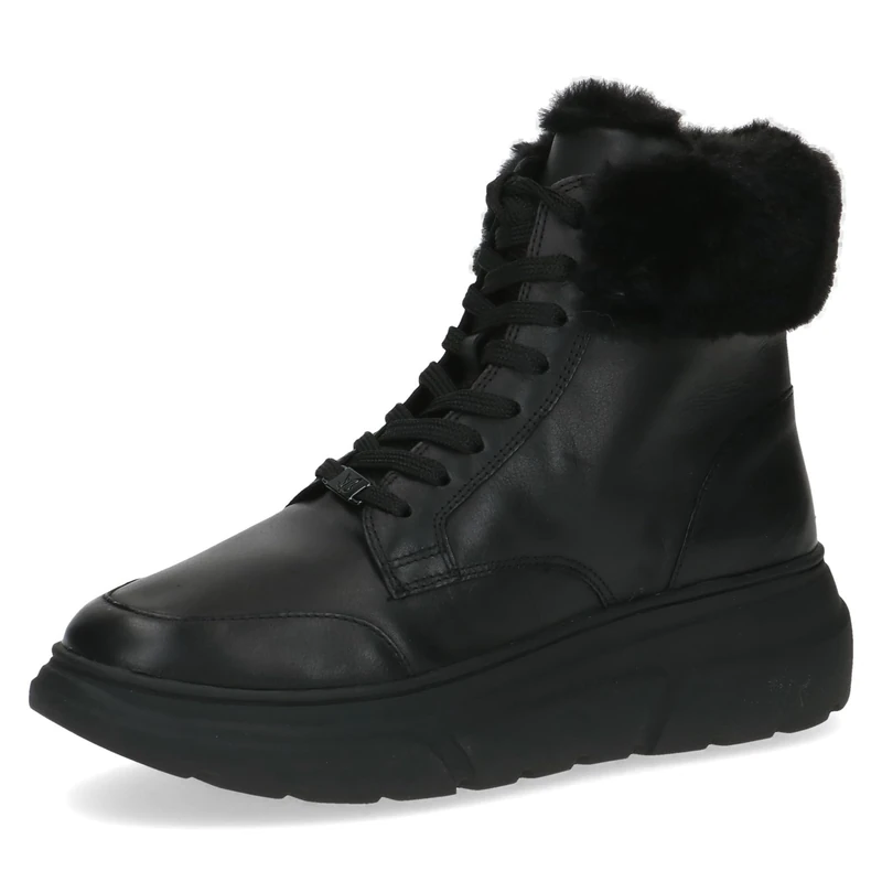 CAPRICE Women's high-top sneakers with lining Memotion made of leather Fur Width G, Black (Black Nappa), 6.5 UK