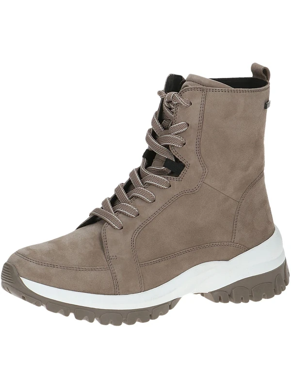 Caprice Women's Airmotion Leather Lace-Up Ankle Boots with Zip Width G, Mud Suede, 5 UK