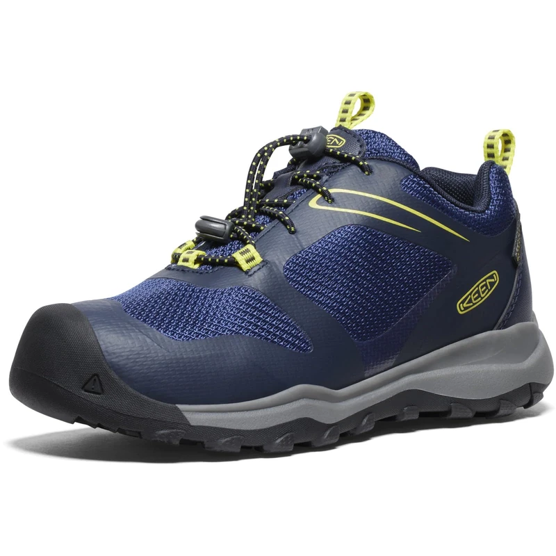 KEEN Unisex-Child Wanduro Low Height Waterproof Easy On Durable Hiking Sneakers, Sky Captain/Evening Primrose, 2