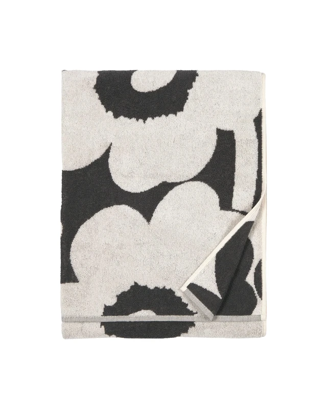 Marimekko - Bath Towel - Unikko - Cotton - Colour: Charcoal-Off White - 70 x 150 cm - Image 1