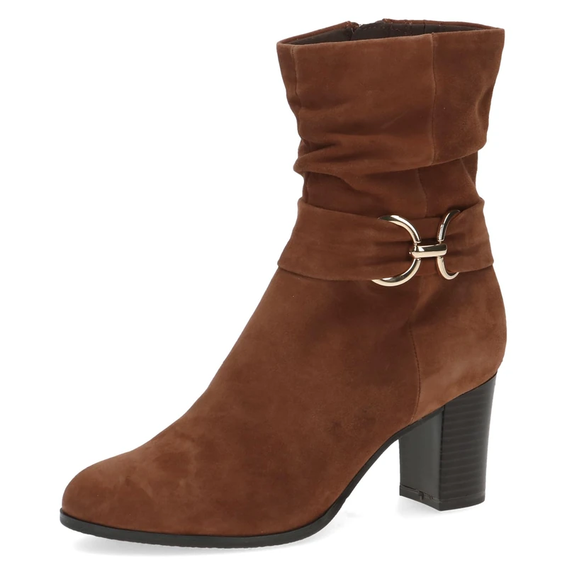 CAPRICE Women's ankle boots with heel Memotion in suede block heel Width G, Brown (Cognac Suede), 5.5 UK