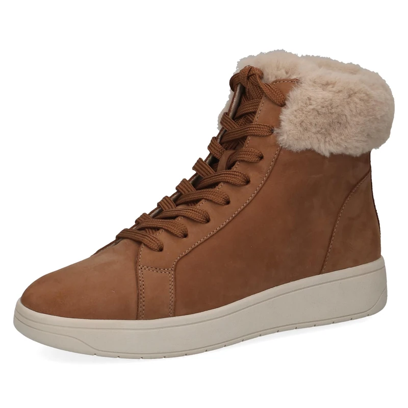 Caprice Women's high-top sneakers with lining Memotion Winter Fur Width G, Brown (Camel Nubuc), 6 UK