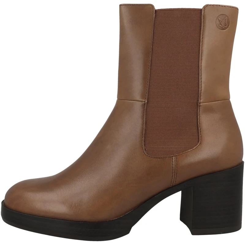 Caprice Women's ankle boots with heel Memotion in leather block heel Width G, Brown (Cognac Nappa), 6 UK
