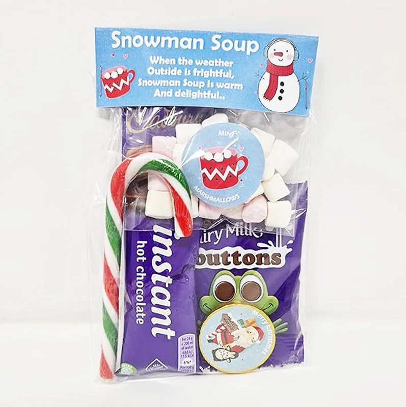 Snowman Soup Christmas Eve Box Stocking Filler | Chocolate | Gift Novelty hot Chocolate Gift for Children for him and her (D1 - Snowman)