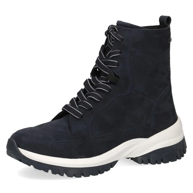 Caprice Women's ankle boots lace-up Airmotion made of leather with zipper Width G, Blue (Ocean Suede), 4 UK