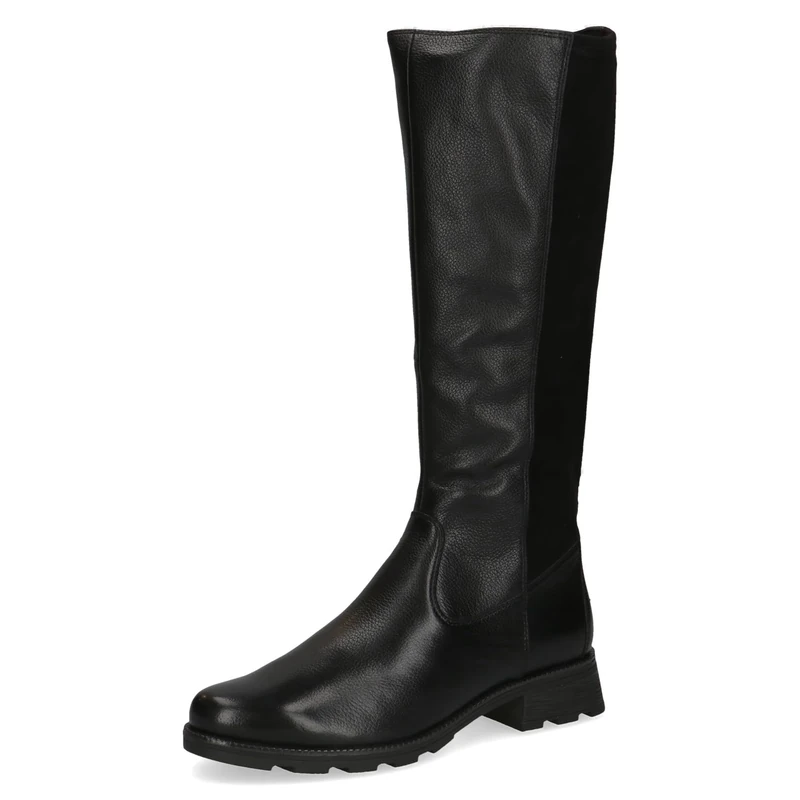 Caprice Women's high boots without heel Airmotion made of leather knee-high Width G, Black (Black Comb), 3.5 UK