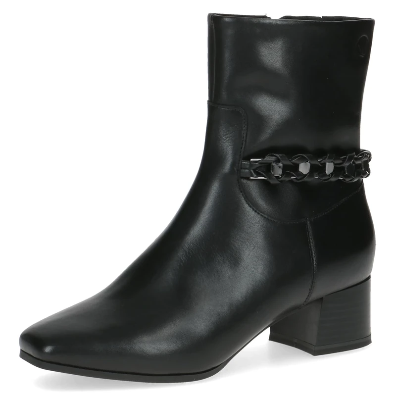 CAPRICE Women's ankle boots with heel Memotion in leather elegant Width G, Black (Black Nappa), 4 UK