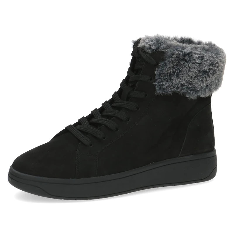 CAPRICE Women's high-top sneakers with lining Memotion Winter Fur Width G, Black (Black Nubuc), 6.5 UK