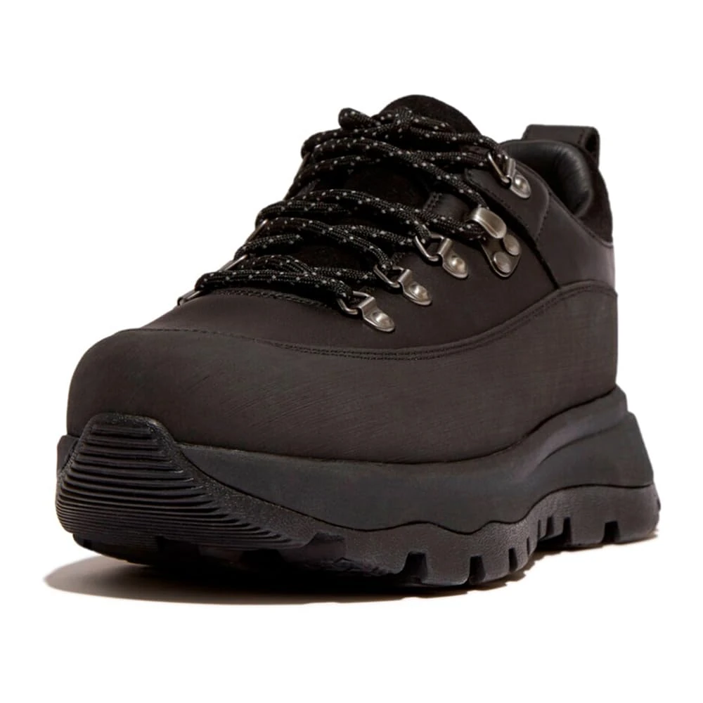 Fitflop Women's Neo D Hyker Waterproof Leather Sneakers, All Black, 5 UK