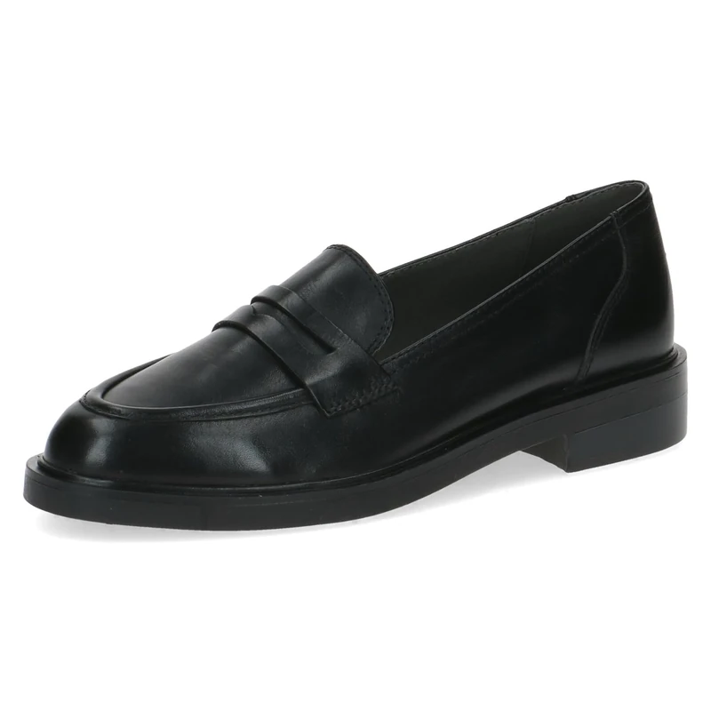 CAPRICE Women's Leather Loafers with Block Heel, Black (Black Nappa), 5 UK