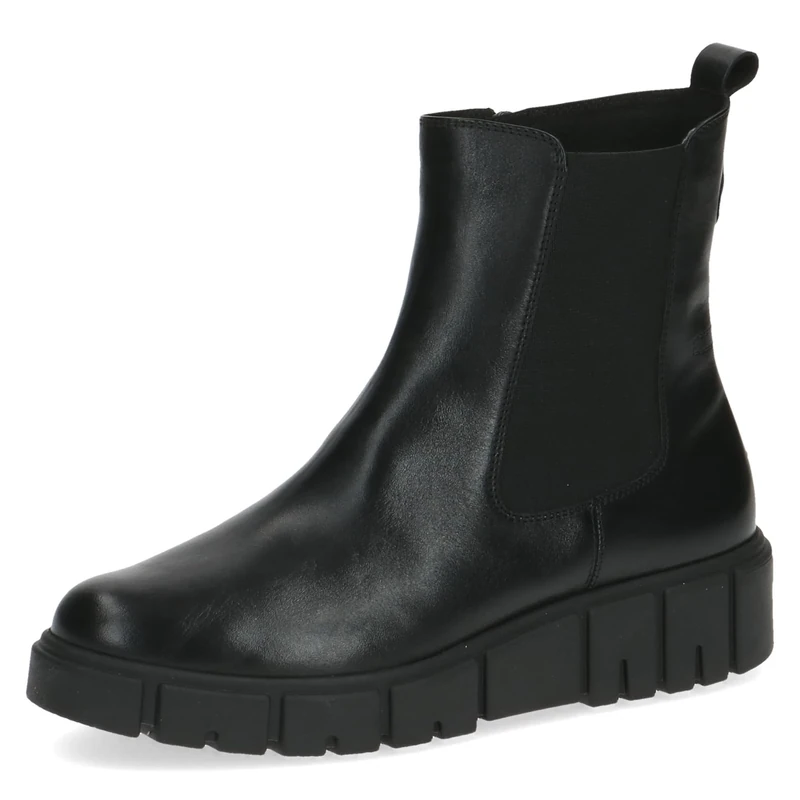 Caprice women's flat leather ankle boots with zipper, Black (Black Nappa), 6.5 UK