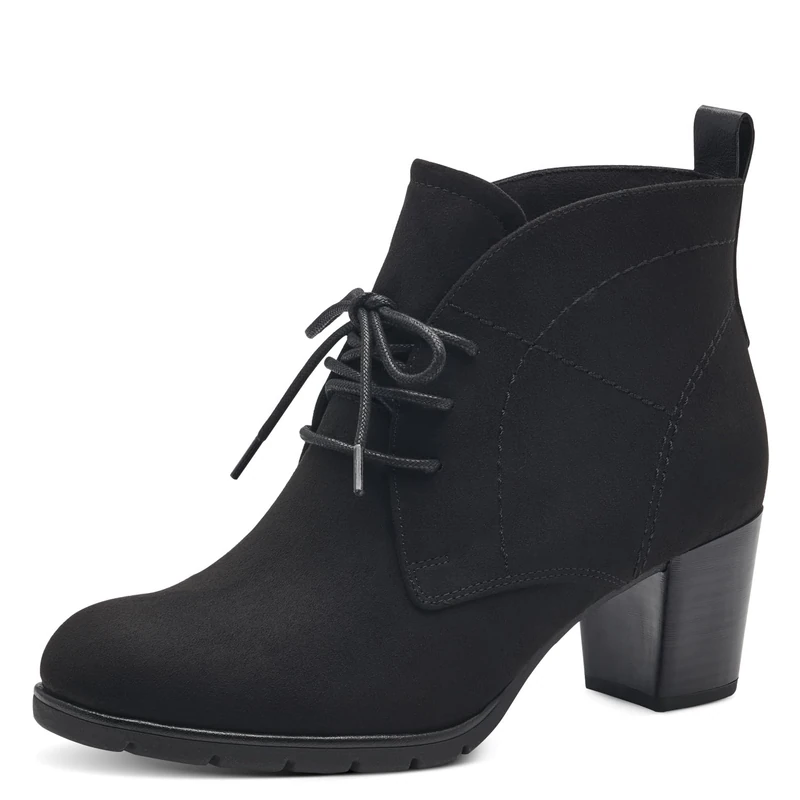 MARCO TOZZI Women's 2-25107-41 Lace Boot Heel, Black, 3.5