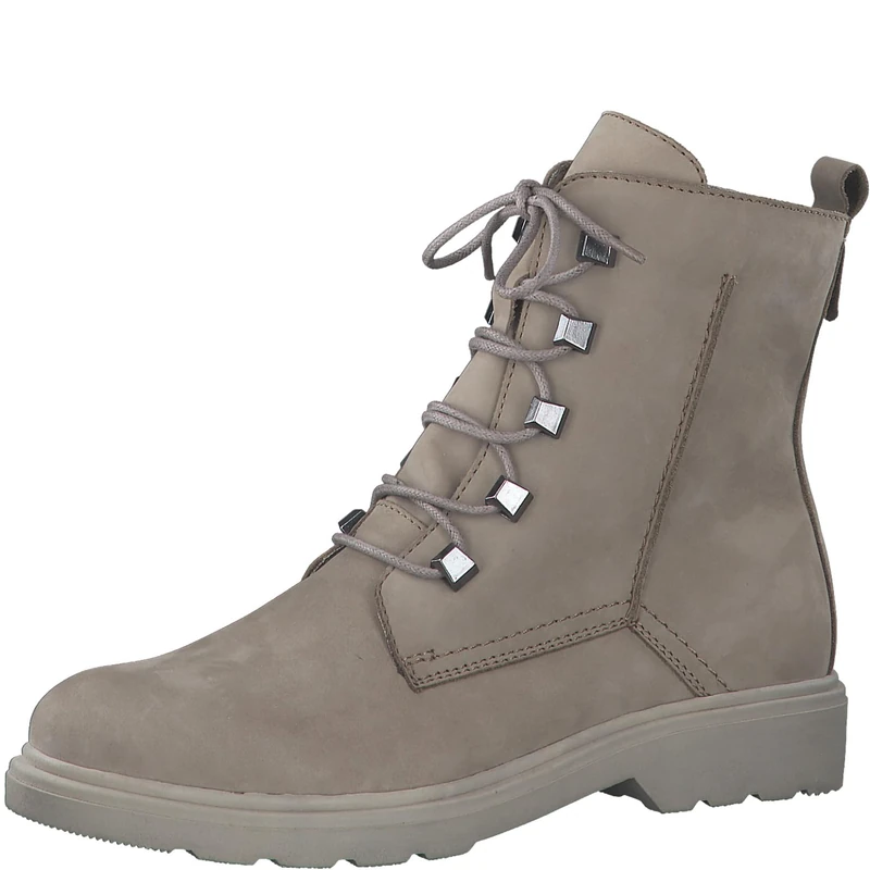 MARCO TOZZI Women's 2-25276-41 Lace Boot Flat, Taupe Nubuck, 6.5