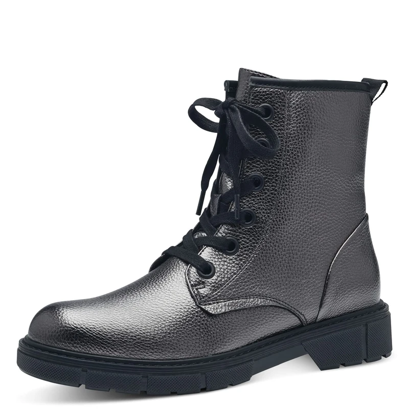 MARCO TOZZI Women's 2-25282-41 Boot Flat, Pewter Comb, 4