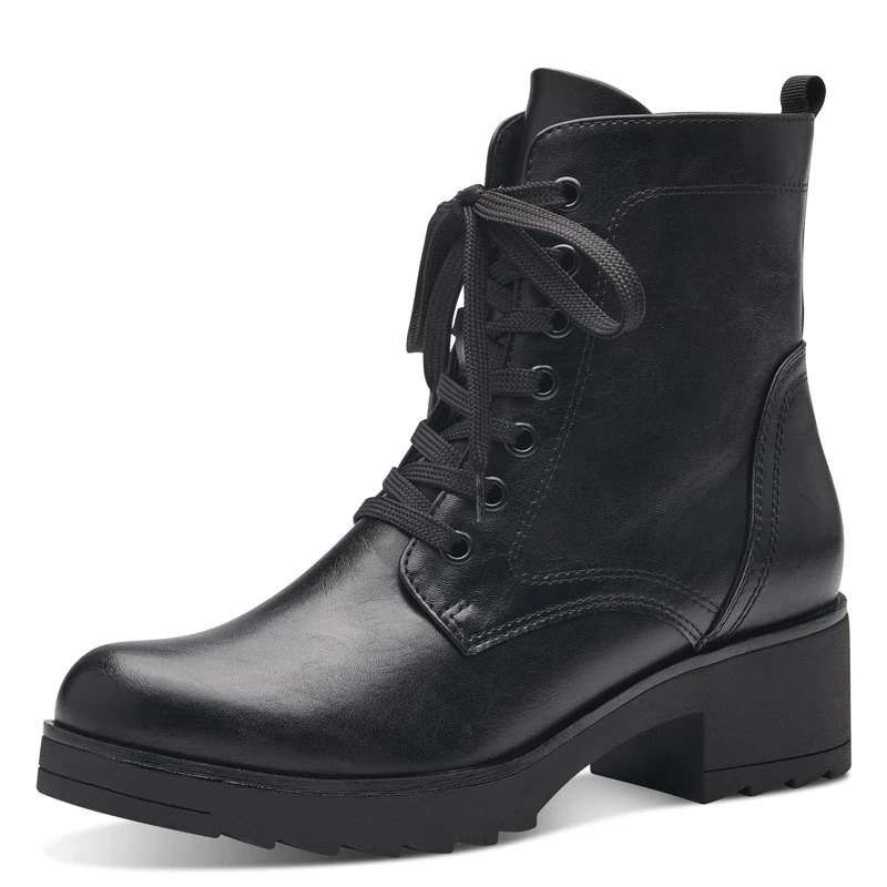MARCO TOZZI Women's 2-25262-41 Lace Boot Heel, Black, 8