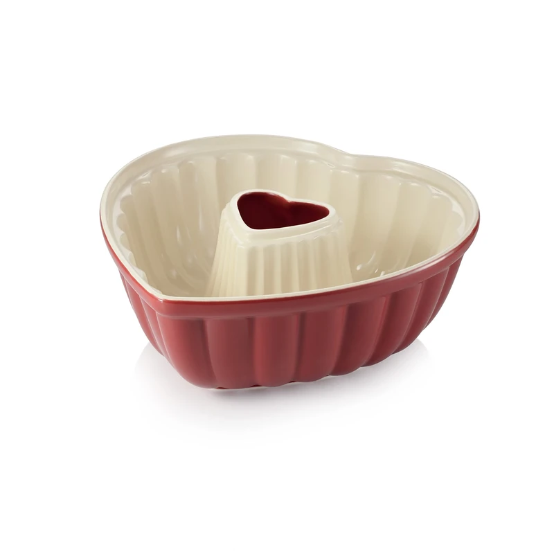 Tescoma - 622212, Delìcia, Cake Pans, Heart Shaped Donut Mould, Ceramic, Dishwasher Safe, Red and White - Image 1