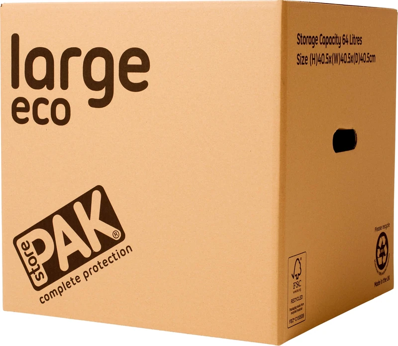 StorePAK Eco Storage Archive Moving Boxes with Handles - (Pack of 10) - 64 Litres - 100% Recyclable - H 40.5 x W 40.5 x D 40.5cm - LARGE - Image 1