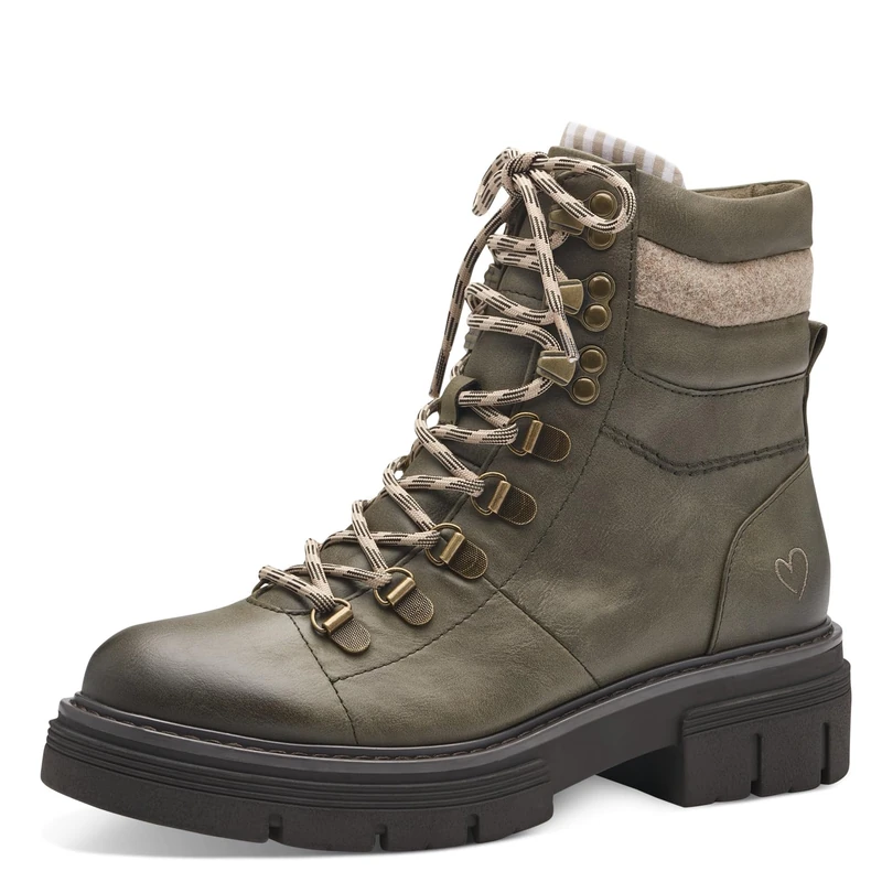 MARCO TOZZI Women's 2-25780-41 Lace Boot Flat, Khaki Comb, 5 - Image 1