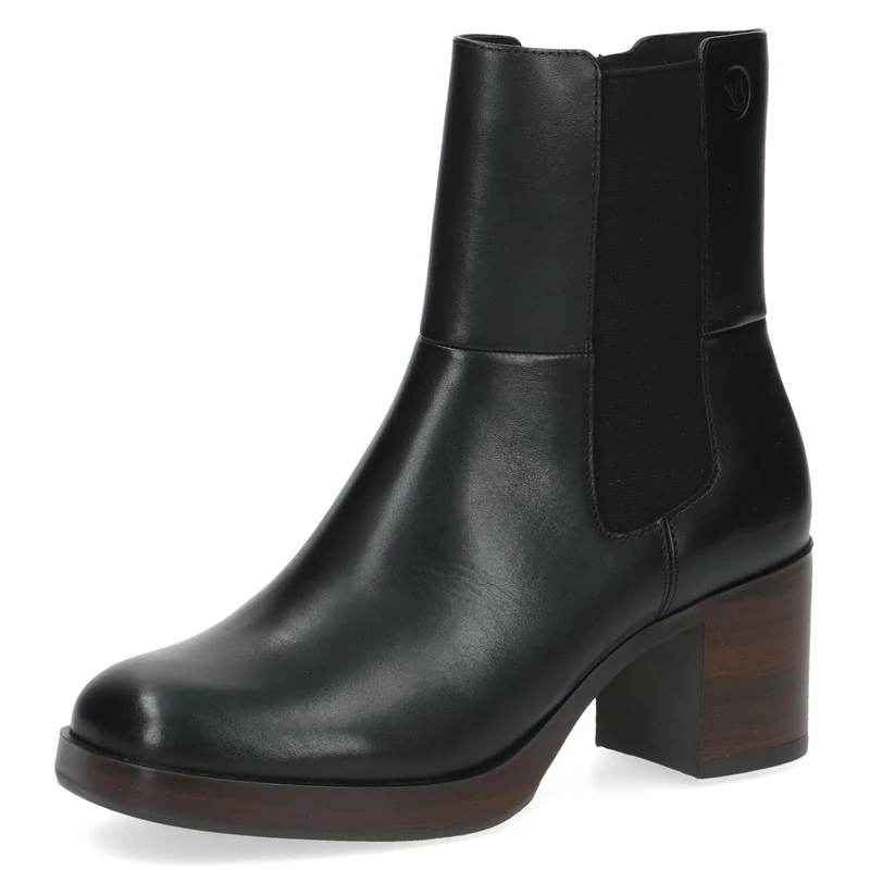 Caprice Women's ankle boots with heel Memotion in leather block heel Width G, Black (Black Nappa), 4 UK