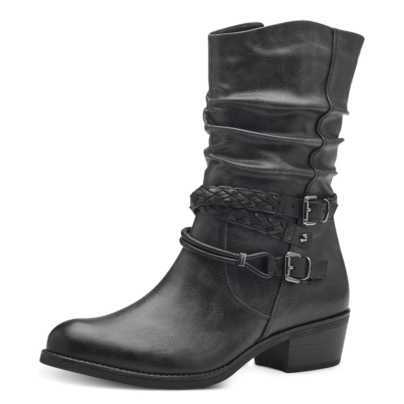 MARCO TOZZI Women's 2-25316-41 Boot Heel, Anthracite Com, 4