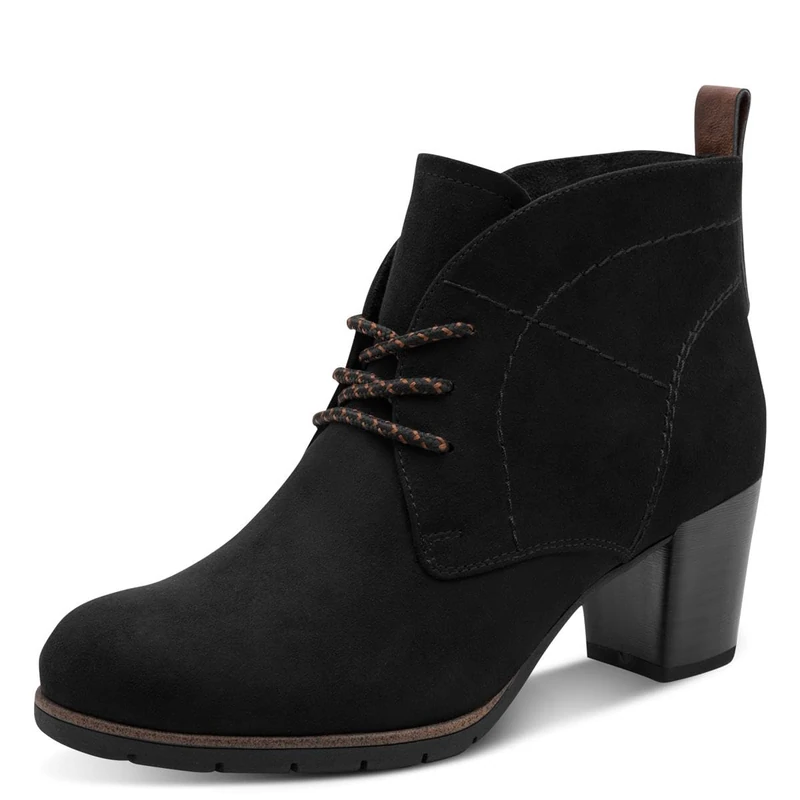 MARCO TOZZI Women's 2-25107-41 Lace Boot Heel, Black Comb, 8