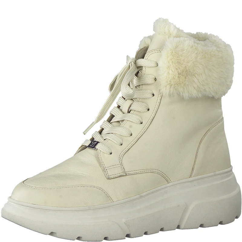 Caprice Women's high-top sneakers with lining Memotion made of leather Fur Width G, Ivory (Offwhite Soft), 4 UK