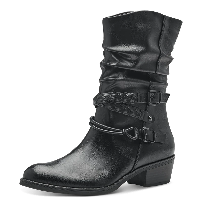 MARCO TOZZI Women's 2-25316-41 Boot Heel, Black, 3.5