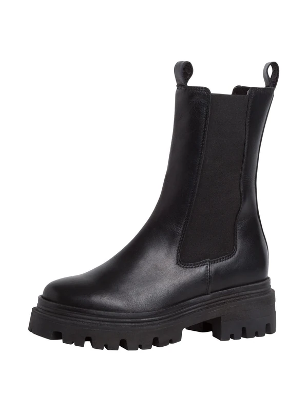 Tamaris Women Chelsea Boots, Ladies Ankle Boots,Removable Insole,Low Boots,Half Boots,Bootie,Slip Boot,high,Black Leather,37 EU