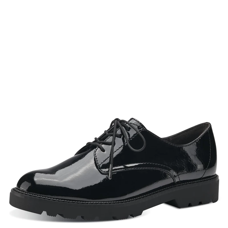 Tamaris Women's Business Shoes, Women's Lace-Up Shoes, Comfort Lining, Blk Patent Str, 5 UK