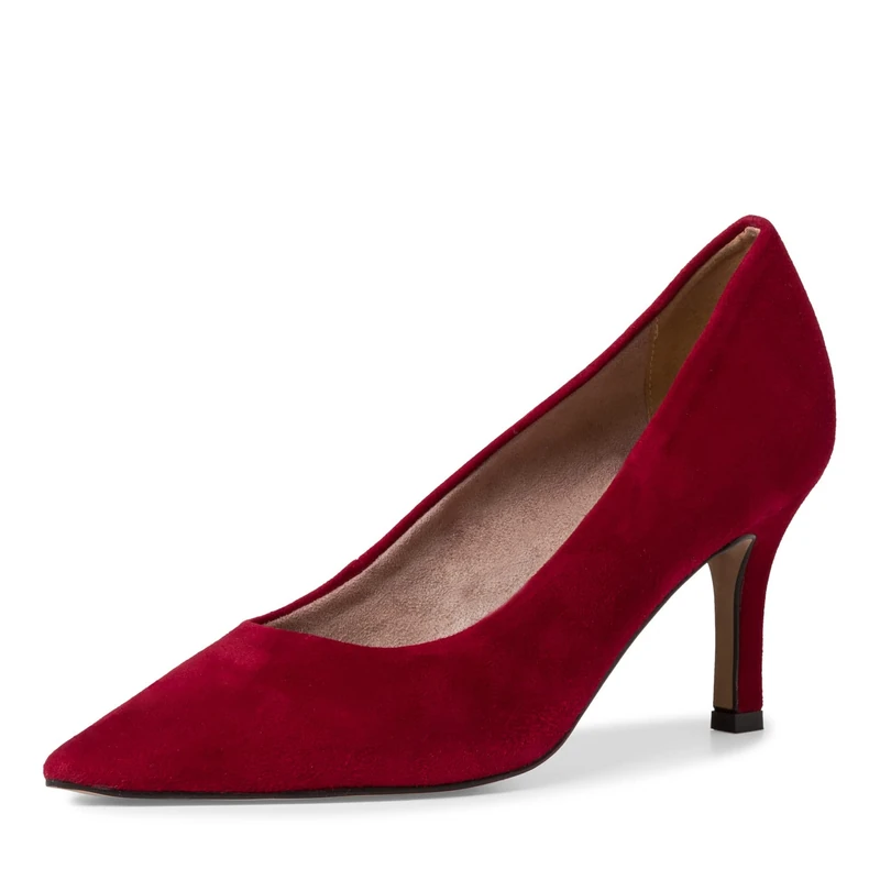 Tamaris Women's Leather Stiletto Heel Pumps, red, 4 UK
