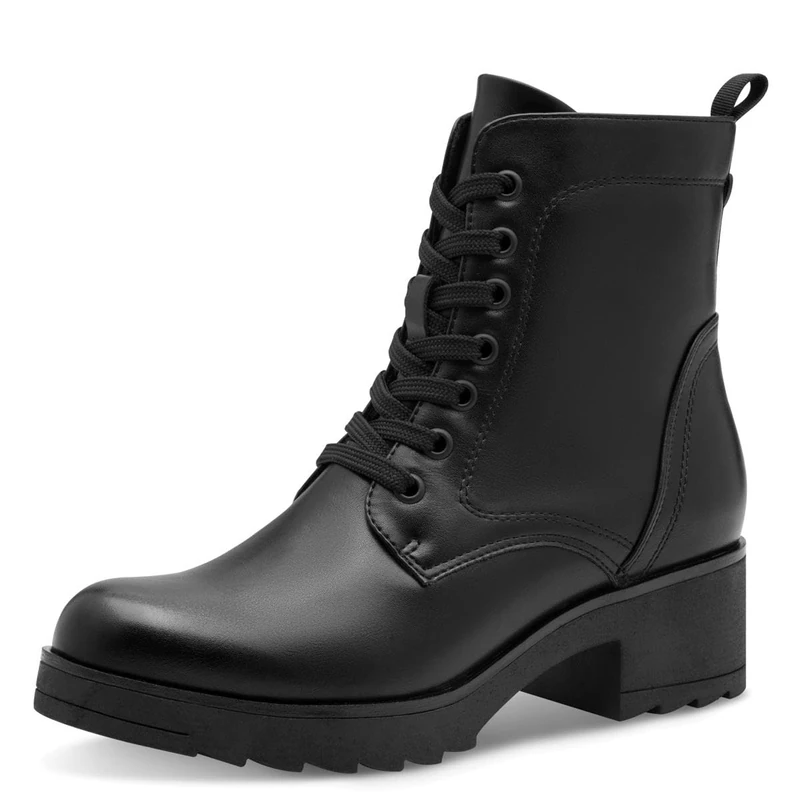 MARCO TOZZI Women's 2-25262-41 Lace Boot Heel, Black, 4
