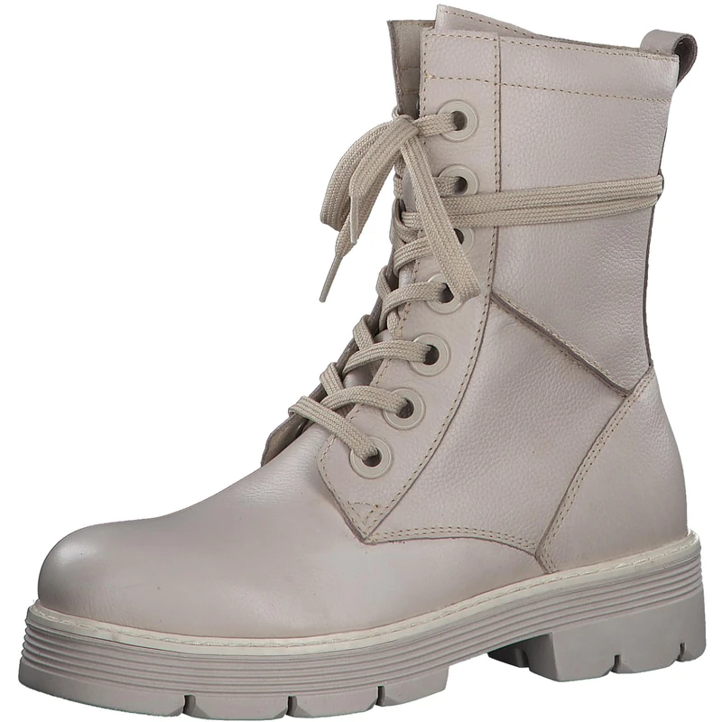MARCO TOZZI Women's 2-25286-41 Lace Boot Flat, Cream, 8