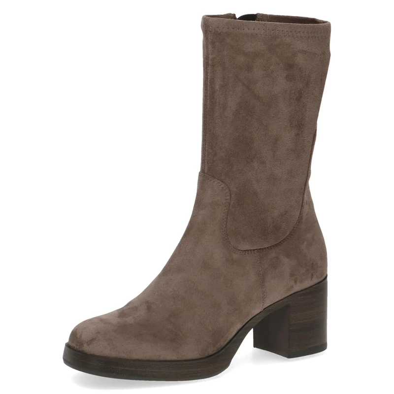 CAPRICE Women's ankle boots with heel Memotion tall shaft block heel Width G, Brown (Taupe Stretch), 6 UK