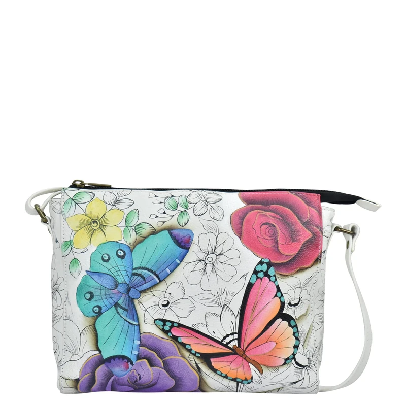 Anna by Anuschka Women's Hand Painted Leather Slim Medium Crossbody-Floral Paradise, One Size