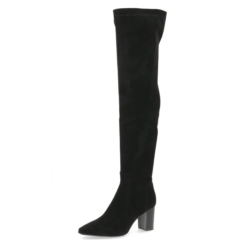 CAPRICE Women's over-the-knee boots Memotion with heel Pointed Width G, Black (Black Stretch), 6.5 UK