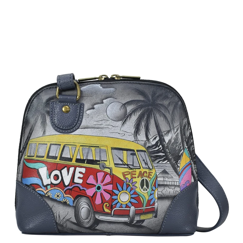 Anna by Anuschka Women Hand Painted Leather Small Multi Compartment Zip-Around Organize-Happy Camper, One Size