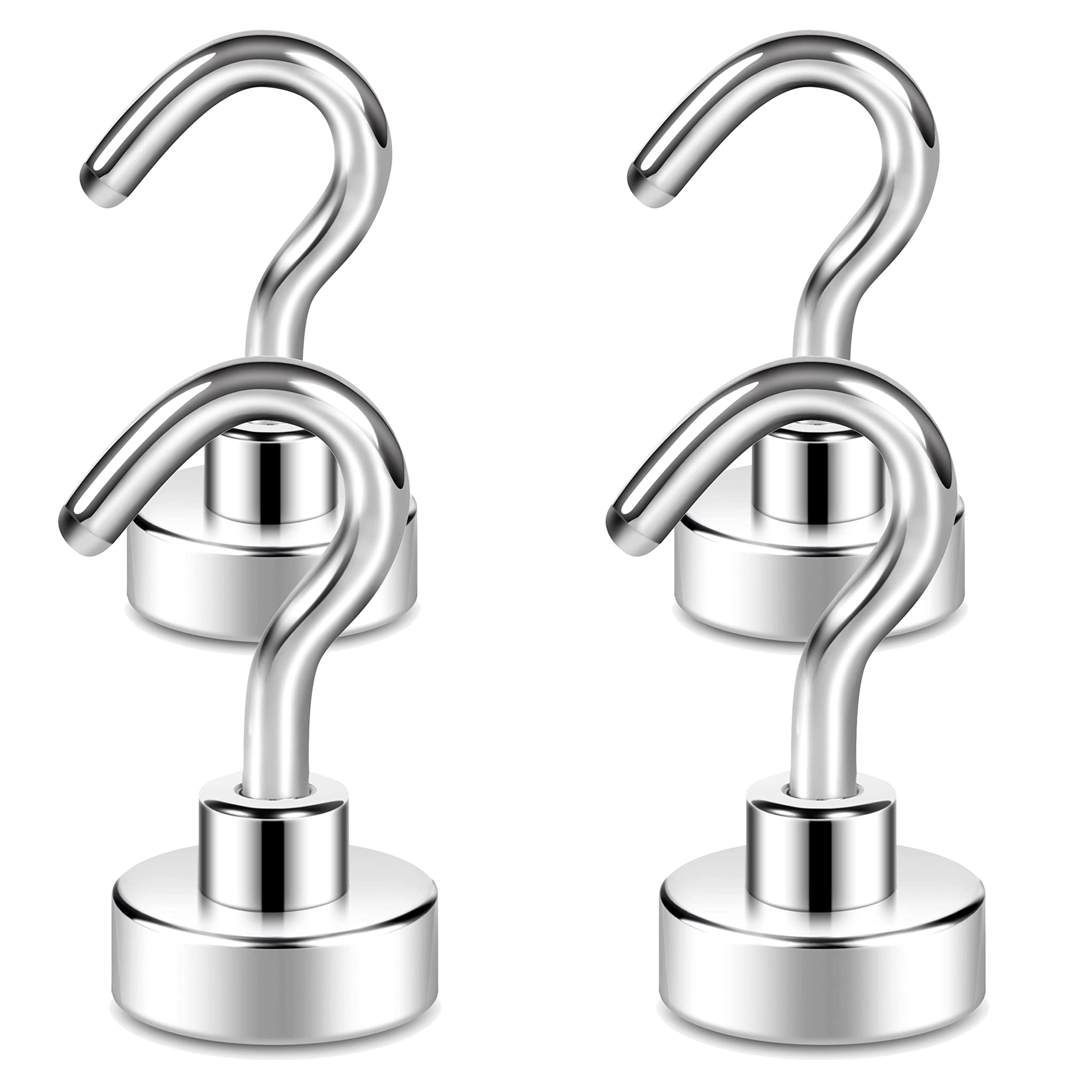 Neosmuk Magnetic Hooks, 22lb+ Extra Strong Magnet with Hook for Fridge,Heavy Duty Cruise Hook for Ceiling,Small Magnetic Holder for Van, Tool(White, Pack of 4)