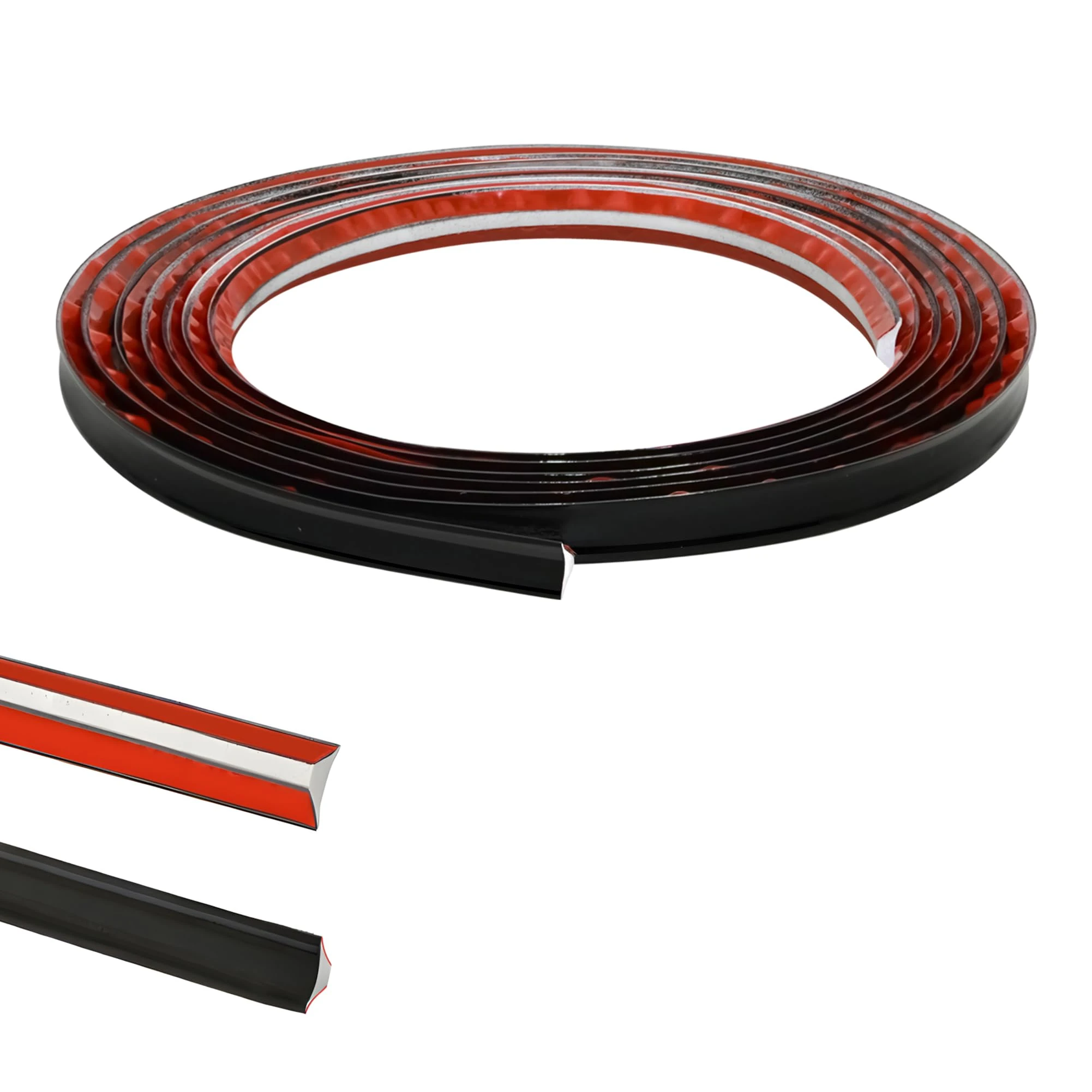 Black PVC Quadrant Trim,Flexible Laminate Beading Self Adhesive Plastic Wall Corner Edging Strip for Worktop Ceiling Floor,Caulk Moulding Skirting Board Trim(2.5 Meters,12mm*6mm)