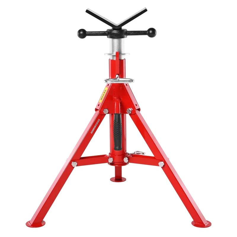 VEVOR V Head Pipe Stand 1/8"-12" Capacity, Adjustable Height 24"-42", Pipe Jack Stands 2500 lb. Load Capacity, Portable Folding Pipe Stands, Carbon Steel Body More Durable