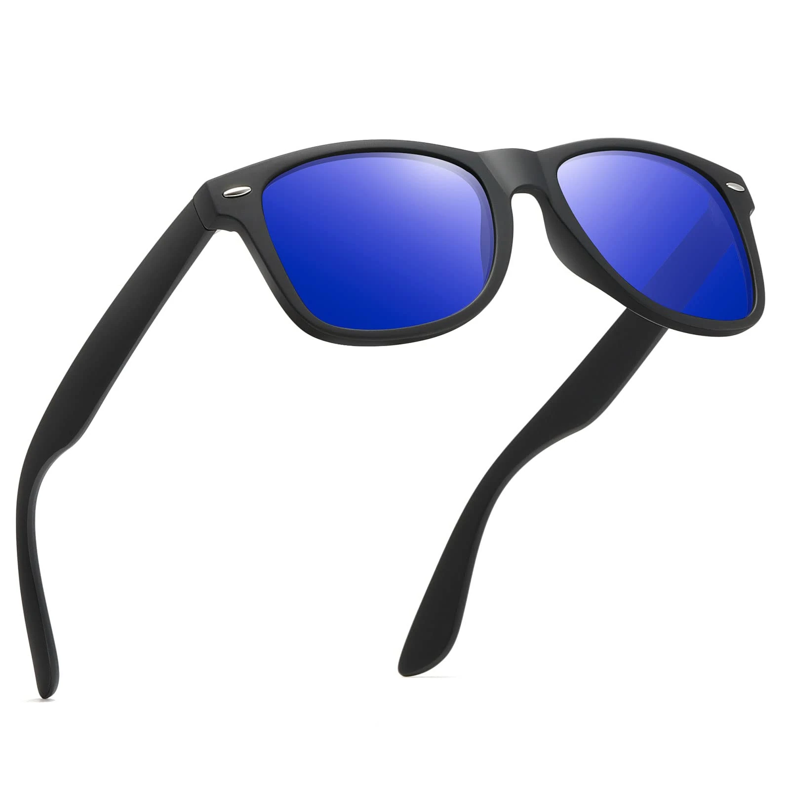 wearPro Polarised-Sunglasses-Mens-Womens-UV400-Protection Rectangular Sunglasses Retro Black Sun Glasses Unisex Classic Ultralight Shades For Cycling Driving Fishing(Dark Blue)