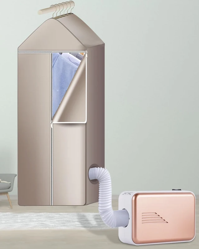 YJINGRUI Heated Clothes Dryer 800W Electric Heated Clothes Airer with Cold and Hot Air Dual Mode Containing Cloth Cover (Rose Gold), L (YM-31)