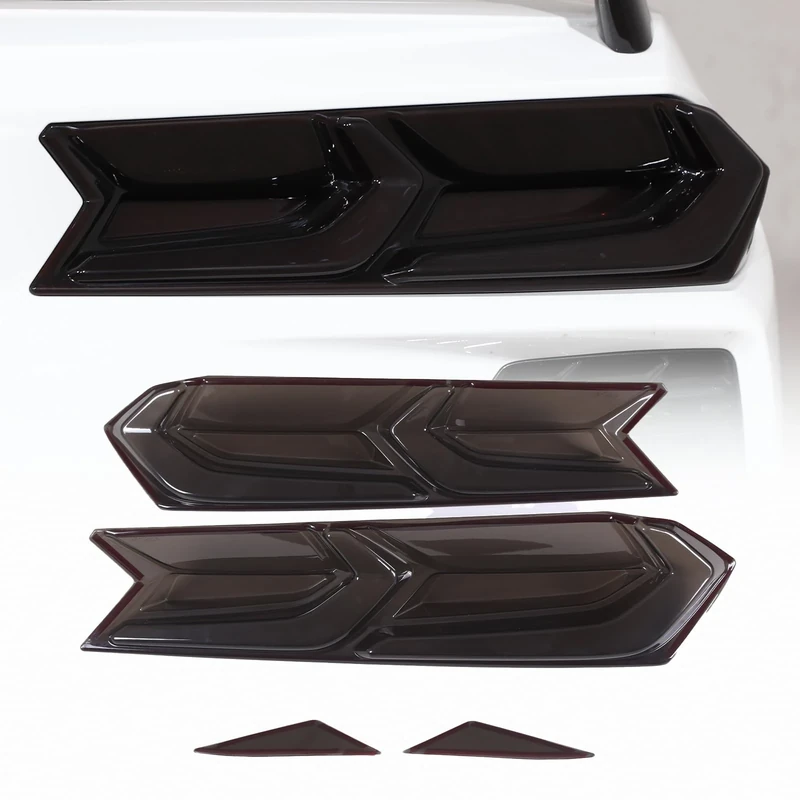 CHEAYAR Car Tail Lights Cover Compatible with Corvette C8 Stingray 2020-2023, Car Rear Lamp Smoked Tinted Tail Light Cover, Tail Light Lamp Cover Guard Trim Frame Bezels (Full Coverage)