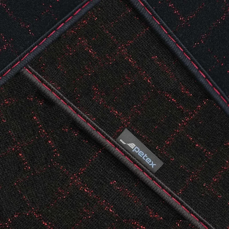 PETEX Modern Car Floor Mats, Premium Fit, Front and Rear, Red, 4 Pieces