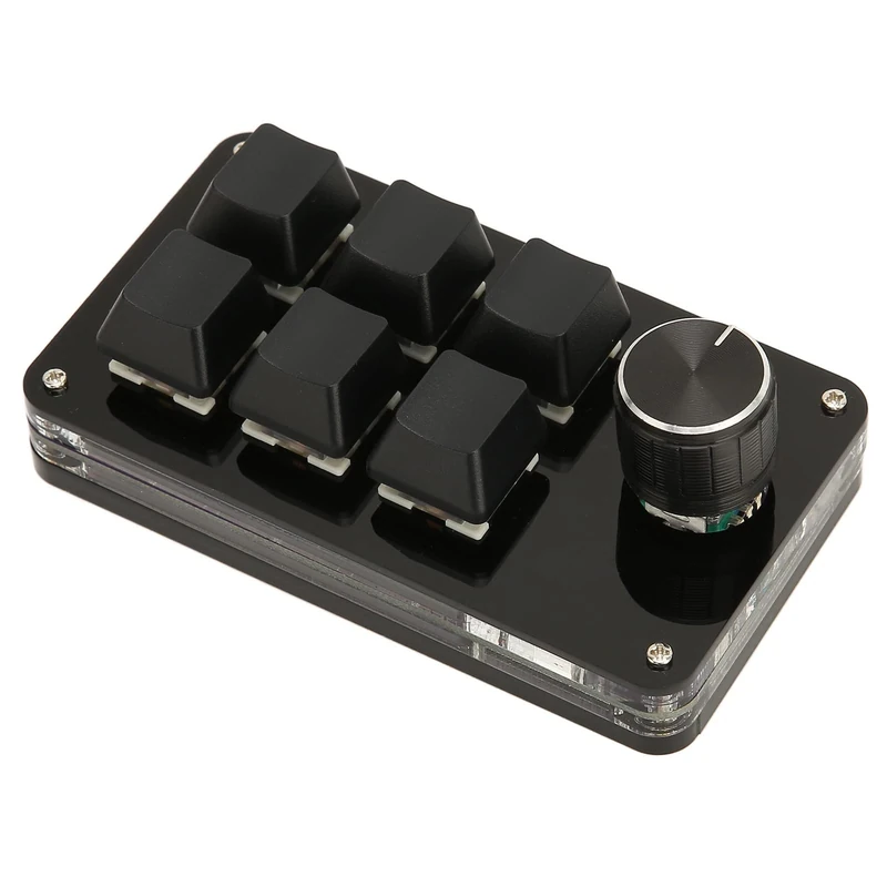 Ejoyous 6 Key Gaming Keyboard, One Handed Mechanical Mini Keypad with Knob USB DIY Programmable Keyboard OSU Gaming Keyboard, Plug and Play Macro Keyboard for Gaming Office