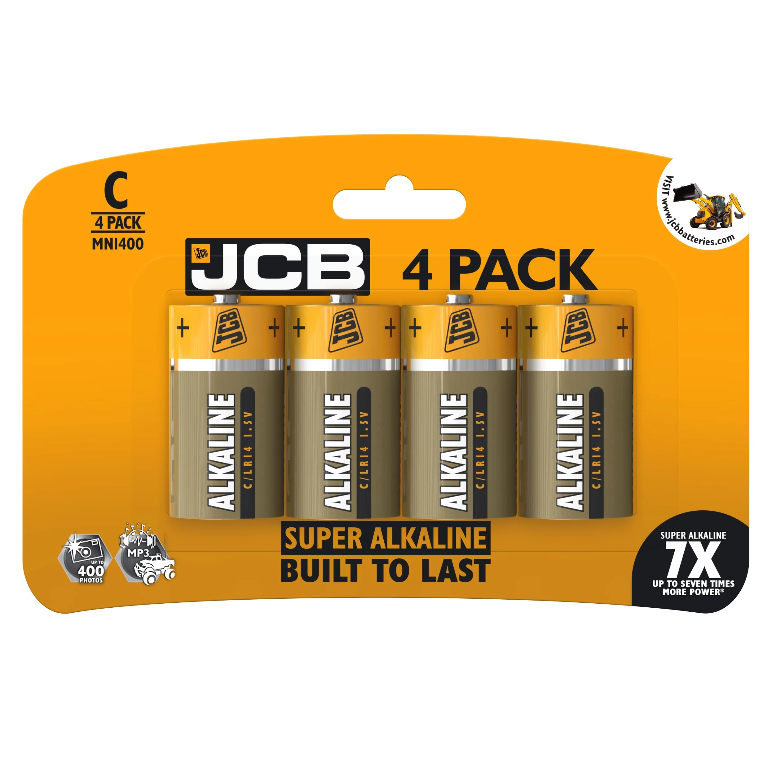 JCB Super Alkaline Batteries C Size 1.5V LR14 MN1400 Pack of 4