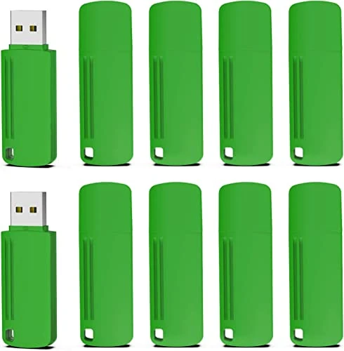 KOOTION 10 Pack 64GB USB Stick USB 2.0 Flash Drive Memory Stick Data Storage Stick Fast Speed Pen Drive Thumb Drive with LED Indicator&Cap Design Jump Drive (Green)