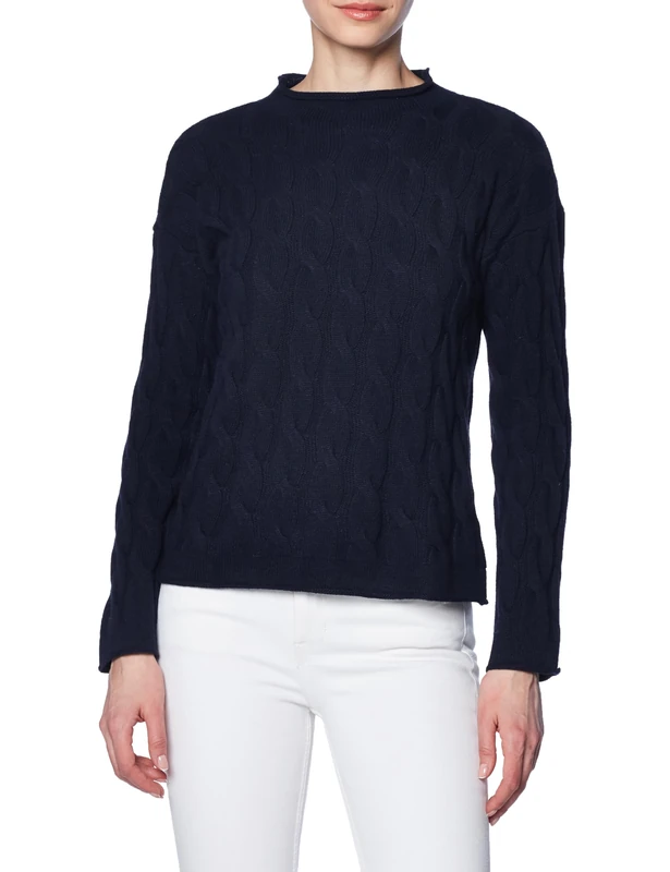 United Colors of Benetton Women's Sweater Turtleneck M/L 1335d2467, Dark Blue 66u, M