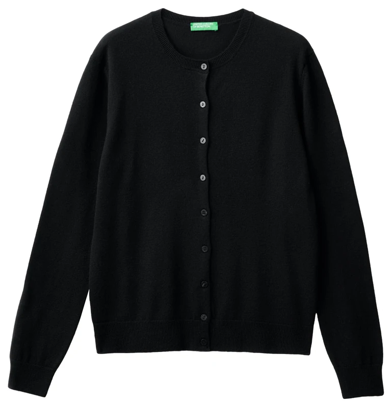 United Colors of Benetton Women's Korean Jersey M/L 1002d5485 Cardigan Sweater, Black 100, S