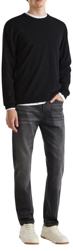 United Colors of Benetton Men's Long Sleeve Crew Neck Sweater, Black 100, XS